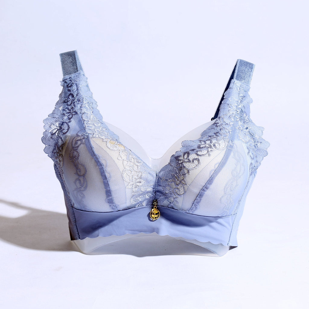 FLORAL COTTON NET BRA WITH PENDANT